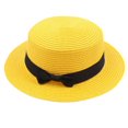 thumbnail image 1 of Women‘s Summer Solid Straw Beach Hat Sun Visor Hat Black, 1 of 2
