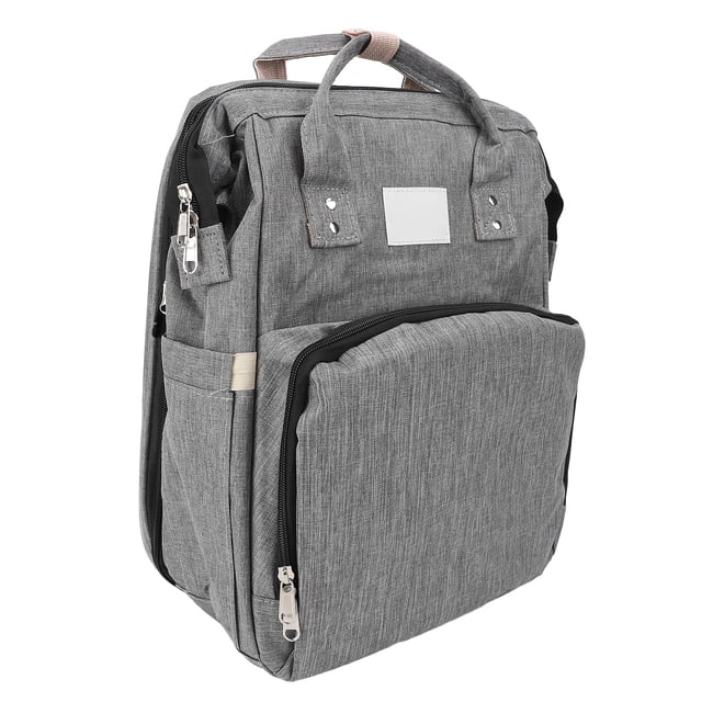 Baby Diaper Bag Backpack, Spacious Main Compartment Multiple Pockets Portable Collapsible Diaper Bag Easy To Wash with Top Handle for Nursing Bottle Gray
