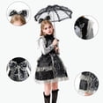 thumbnail image 2 of YUANxueke Girls Medieval Vintage Themed Costume 4-Piece Set, Zipper Long Sleeve Lace Trim Dress with Headband Waist Sash Bow Ornament for Costume Party,Black,5 Years, 2 of 8