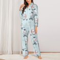 thumbnail image 2 of Pajama Sets for Women 2 Pcs, Cartoon Cute Poodle Dog Funny Button Down Long Sleeve Sleepwear Lounge PJ Sets, 2 of 6
