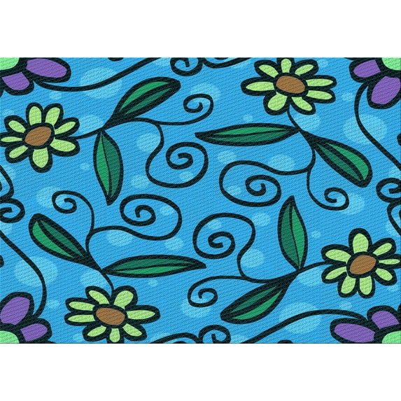 Ahgly Company Machine Washable Indoor Rectangle Transitional Blue Jay Blue Area Rugs, 3' x 5'