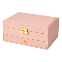 White Leather Jewelry Box with Lock & Mirror | 2-Tier Display Organizer for Earrings Bracelets Rings Watches | Stackable Storage Case with Customizable Compartments