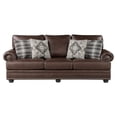 thumbnail image 2 of Jade 98 Inch Sofa- Rich Brown Microfiber- 4 Pillows- Soft Cushions- Wood, 2 of 7