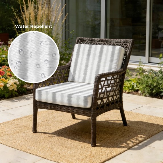 Outdoor Patio Cushion Covers 4 Pack Abstract Gray Stripes Patio Chair Cushion Covers with Ties and Zipper Watercolor Denim Stripes Waterproof Outdoor Seat Cushion Covers for Patio Furniture 24"x24"