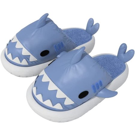

CoCopeanut Unisex Winter Fall Shark Slides Detachable Plush Slippers Fleece Lined Soft Sandals Indoor Outdoor 2022