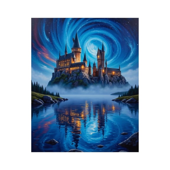Paint by Numbers Kit for Adults, Mystical Castle Night Sky Reflection Paint by Numbers, Easy Paint by Numbers Kit for Adults Beginner, DIY Adult Paint by Number Kits on Canvas, Home Decor
