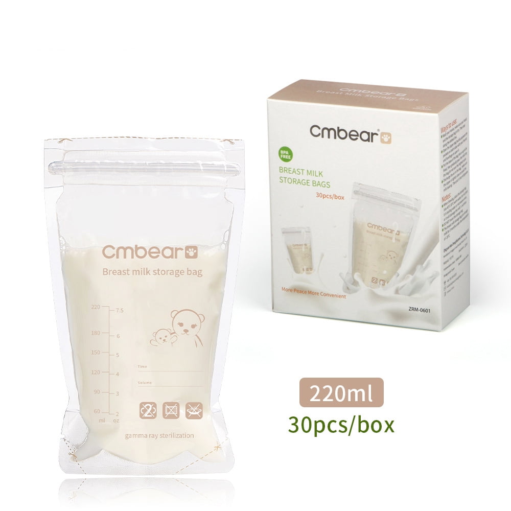 Cmbear Breastmilk Storage Bags Milk Storing Bags 220ml/ 7.5oz Capacity PreSterilized BPA Free