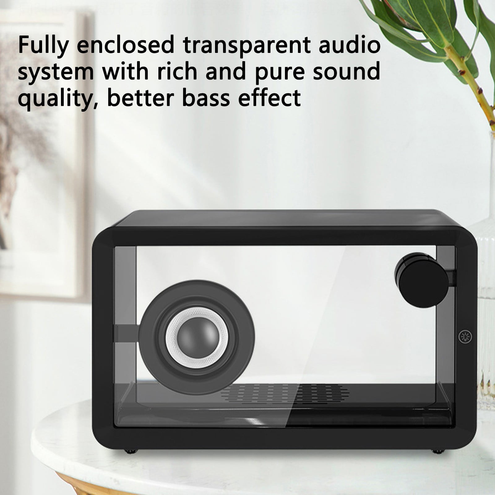 FastXmas Transparent Bluetooth Speaker, Powerful Sound and Deep Bass Wireless Speaker with Colorful LED Light, Rechargeable AUX/Bluetooth Computer Speaker with Stereo Surround for Home Office Travel