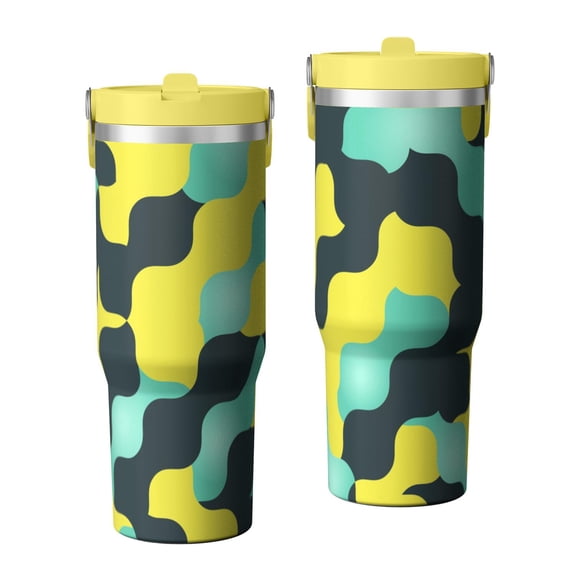 Leopard Print 30oz Handheld Travel Tumbler with Handle – Double Wall Stainless Steel Insulated Cup, Flip Straw Lid, Leak-Proof & BPA-Free for Hot and Cold Drinks – Durable Coffee & Juice Mug Black