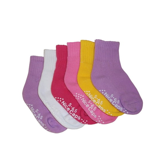 NICE CAPS Big And Little Girls Cotton/Spandex Casual Crew Sock 6PC Pack