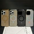 thumbnail image 5 of for iPhone Case,[Compatible with MagSafe] Glitter Crystal Diamend Rhinestone Sparkle Sparkly Bumper Camera Lens Protection Soft Shockproof Phone Case (Gold,iPhone 11), 5 of 6