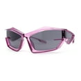 thumbnail image 2 of Unique Trendy 90s Sport Plastic Side Visor Wrap Around Sunglasses Purple - Black, 2 of 4