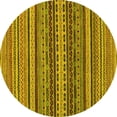 thumbnail image 1 of Ahgly Company Machine Washable Indoor Round Oriental Yellow Modern Area Rugs, 3' Round, 1 of 4