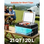 VEVOR Car Refrigerator, DC 12/24V AC100-240V Compressor Electric Cooler,4°F to 68°F Car Fridge with APP Control, 21 QT Cars Freezer for RVs, Campsites, Boats, Camping, Fishing, 60W Portable Freezer