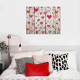 thumbnail image 4 of Nawypu  - Cartoon Pink Hearts and Birds Singing Artwork - Rustic Canvas Wall Art Home Art, 4 of 4