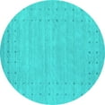 thumbnail image 1 of Ahgly Company Indoor Round Abstract Turquoise Blue Contemporary Area Rugs, 5' Round, 1 of 4