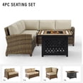thumbnail image 3 of Crosley Furniture Bradenton 4Pc Fabric Fire Pit Sectional Set in Brown/Sand, 3 of 12