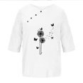 thumbnail image 4 of Pisexur Chemise en Coton et Lin à Col Rond Boutonnée pour Femmes Grande Taille, Coupe Ample, Manches Courtes, Décontractée, Rétro, Été, Plage, 4 of 4