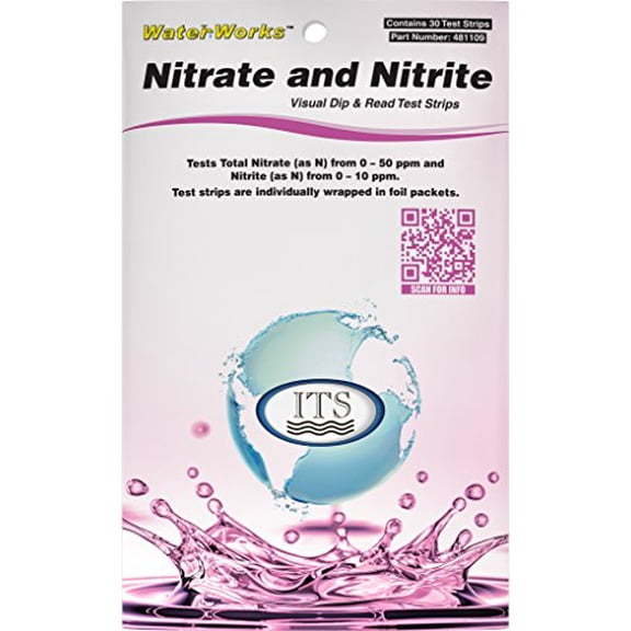 Industrial Test Systems WaterWorks 481109 Nitrate/Nitrite Nitrogen Test Strip, 1 Minutes Test Time, 0-50 ppm Range (Pack of 30)