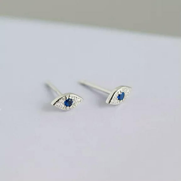EOEMY 925 Sterling Silver Boho Evil Eyes Marquise Cz Post Stud Earrings A1889-Silver