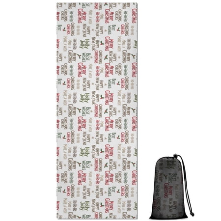 70x26 Inch Yoga Towel Sweat Absorbent Non-Slip Mat for Hot Yoga Pilates & Fitness Christmas Holiday Text White Pattern