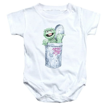 Sesame Street About That Street Life, White Baby/Toddler Unisex Boy Girl Onesie Short Sleeve Snapsuit (12 Months), White