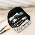 thumbnail image 2 of FORMRS Makeup Bag Travel Cosmetic Organizer for Women Fold Flat Zipper Pouch with Handle, Purple Cartoon Animals, 2 of 8