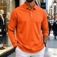 thumbnail image 6 of Long Sleeve Polo Shirts for Men Classic Button Golf Shirt Casual Collared Thermal Work Pullover Tops Saffron XXL, 6 of 8