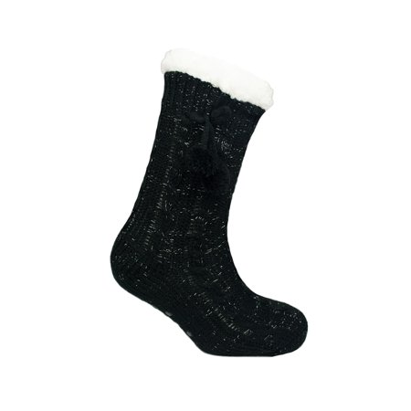 

Ladies Fur Lined Cable Knit Slipper Socks