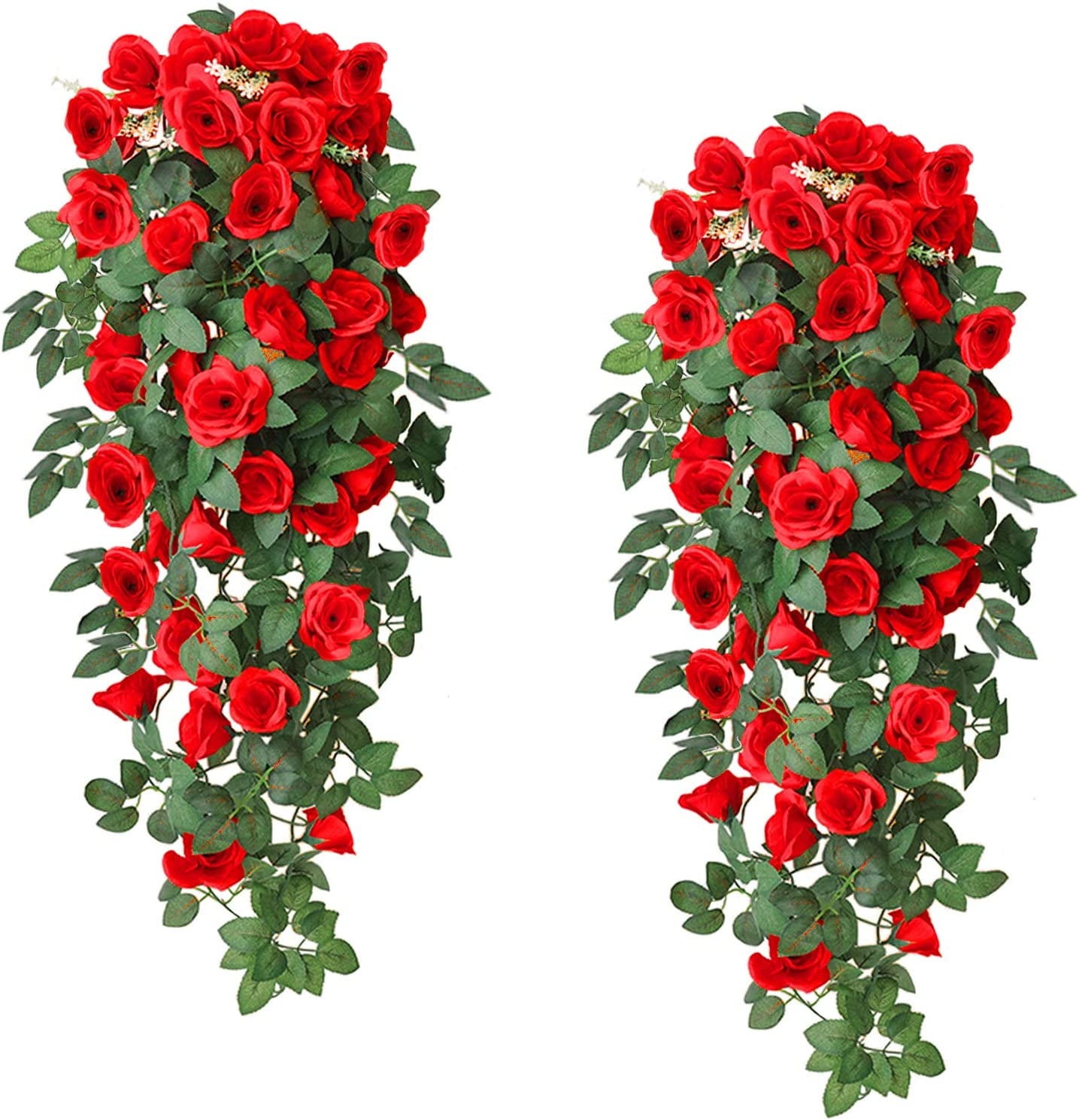 Mini Hanging Roses Zukuco Artificial Hanging Flower Fake Rose Flower Vine Hanging Plants ...