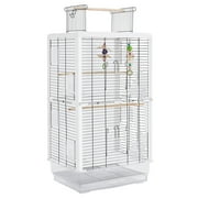 Renwick 32" Open Top Bird Cage with Toys for Small Birds and Parrots, White