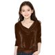 thumbnail image 1 of Top de terciopelo liso para niña con cuello redondo y mangas largas., 1 of 6