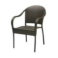 thumbnail image 3 of Noble House Patio Resin Outdoor Wicker Arm Chair Dark Brown Color (Set of Two), 3 of 8
