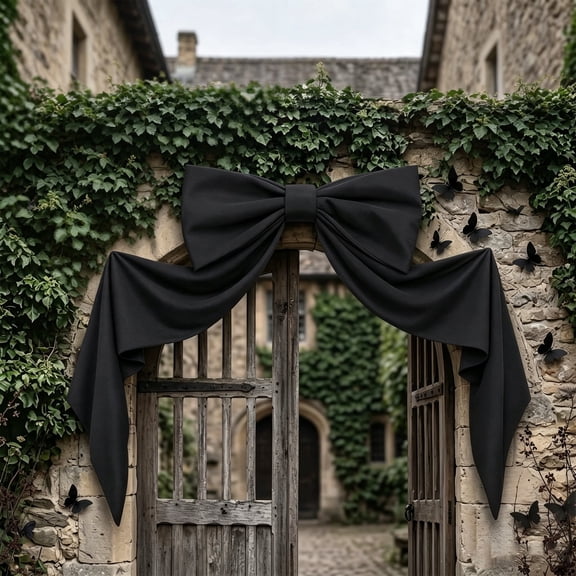 Giant Black Bow Halloween Wall Decor, 48 Inch Indoor Hanging Bow for Front Door Party Decoration