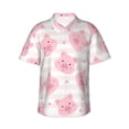 thumbnail image 2 of Xecao Cartoon Pig print Hawaiian shirt - a stylish short-sleeve button-down for men, perfect for casual beach and tropical outings., 2 of 9