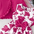 thumbnail image 5 of SERTG Girls Solid Knit Cardigan Tops and Floral Print Sleeveless Dress 2-Piece Set Spring Summer Casual Skirt Outfit for Kids(Hot Pink#1,3-4 Years), 5 of 5