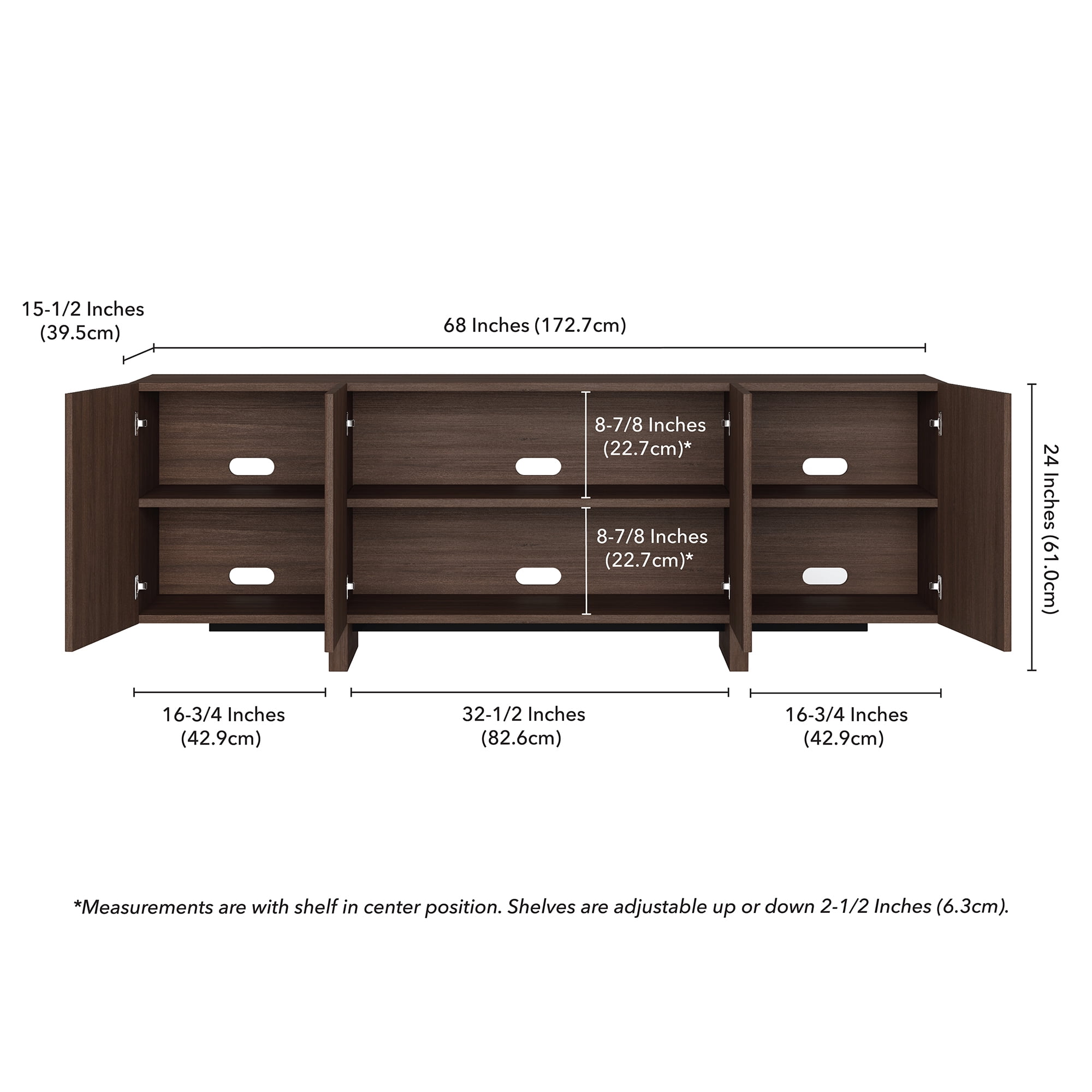 Evelyn&Zoe Harold Rectangular Fluted TV Stand for TV's up to 75" in Brown Oak