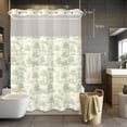 thumbnail image 5 of No Hook Tiger Leopard Shower Curtain with Snap in Liner Set, Green Country Retro Forest Trees Animals Waterproof Fabric Bathroom Curtains with See Through Top Window, Hotel Style Long 72 x 84 Inch, 5 of 9