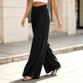 thumbnail image 4 of BRELIL Women's Wide Leg Elastic Waist Pants with Pockets Casual Loose Lounge Pants Solid Long Trousers Vacation Travel Outfits, Black 2XL, 4 of 6