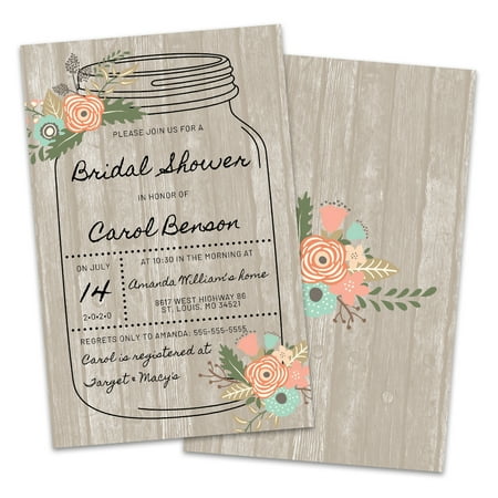 Personalized Mason Jar Bridal Shower Invitations