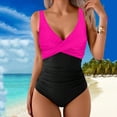 thumbnail image 2 of Women's One Piece Swimsuits Tummy Control Front Cross Bathing Suits Tie Back Slimming V Neck Swimwear Hot Pink S, 2 of 5