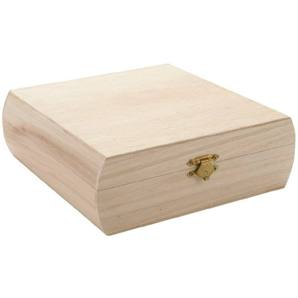 Darice Unfinished Wood Box, 7.25 x 7.25 x 2.125 inches