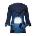 thumbnail image 4 of ICHUANYI Clearance Women's Floral Print Puff Sleeve Cardigan Loose Cover Up Blouse Tops 3/4 Sleeve Ruffle Open Front Button Cardigan ICHUANYI "ICHUANYI", 4 of 5