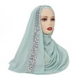 thumbnail image 3 of Pearls Chiffon Scarf Women Sequins Hijab Headwrap Plain Turban Shawls Hair Accessories 175*70cm, 3 of 7