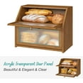 thumbnail image 4 of Bread Box for Kitchen Counter, Large Bamboo Wood Double Layer Bread Box, Wooden Bread Storage Capacity, 4 of 16