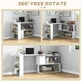 thumbnail image 6 of HomCom 360° Rotating Home Office Corner Desk and Storage Shelf Combo Modern L Shaped Rotating Computer Desk with Bookshelves, 6 of 9