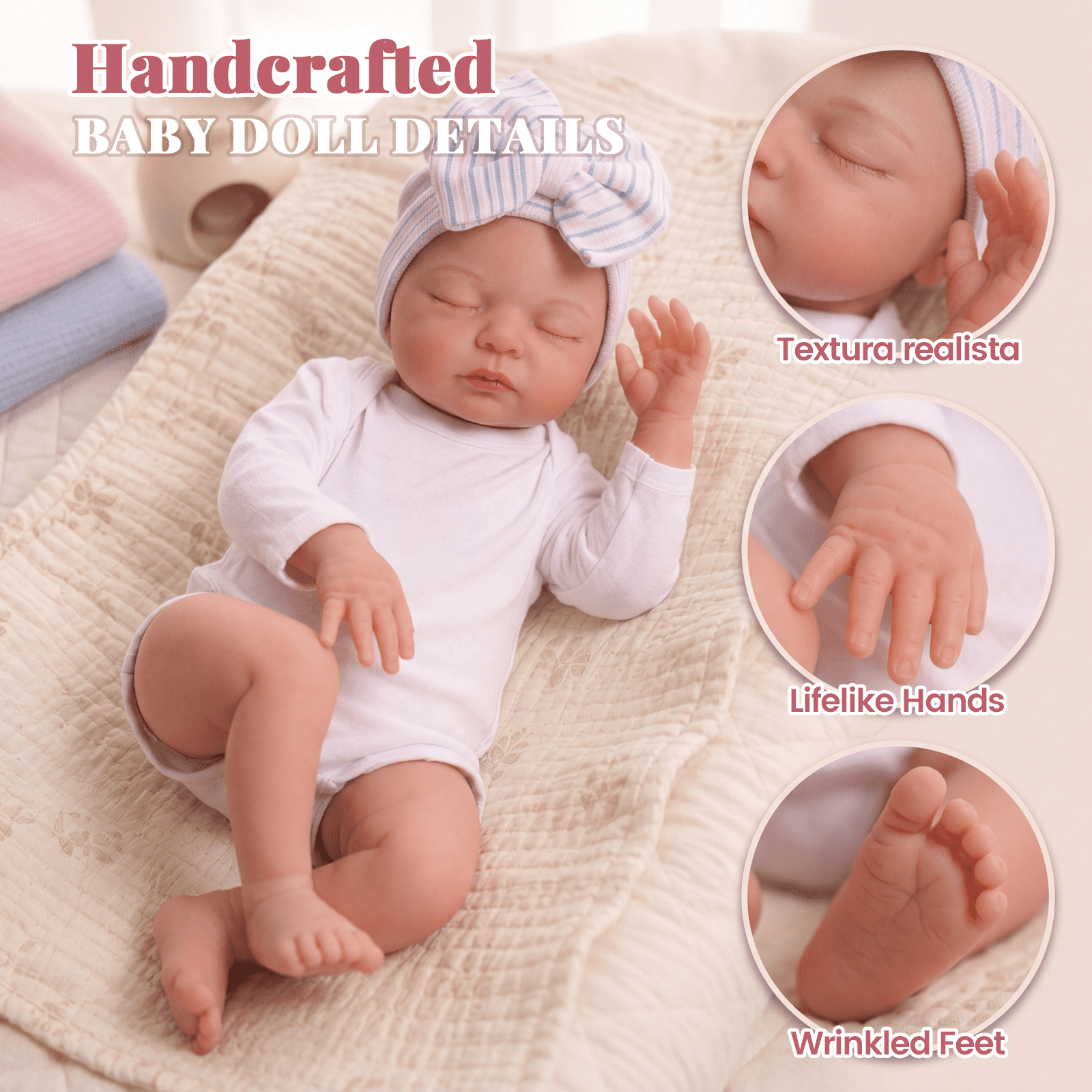 RSG Reborn Baby Dolls Larry - 20 Inch Soft Cloth Body -Adorable Sleeping Real Life Lifelike Baby Dolls with Toy Accessories Gift Set for Kids Age 3+