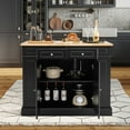 thumbnail image 5 of Gymax Large Kitchen Island Drop Leaf Breakfast Bar w/ Wood Top Shelves Drawers Black, 5 of 10