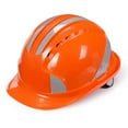 thumbnail image 1 of Casco de seguridad Irfora Casco de seguridad ABS, transpirable, a prueba de golpes, con rejillas de ventilación, raya reflectante de amortiguación multipunto para fábrica de almacén, naranja Irfora Casco de seguridad, 1 of 7