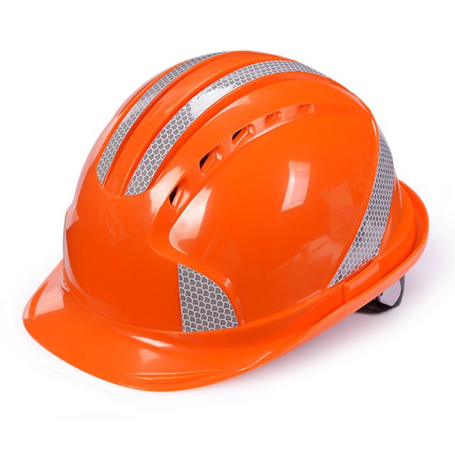 Casco de seguridad Irfora Casco de seguridad ABS, transpirable, a prueba de golpes, con rejillas de ventilación, raya reflectante de amortiguación multipunto para fábrica de almacén, naranja Irfora Casco de seguridad